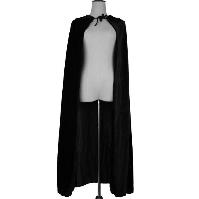 Adult Velvet Hooded Cape Gothic Devil Cloak Medieval Witch Black