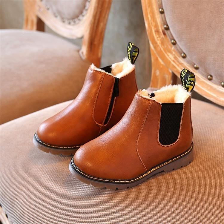 2017 Winter Children Kids Warm Boots Snow Baby Toddler Boys Girls Faux Fur Shoes BROWN Brown 28