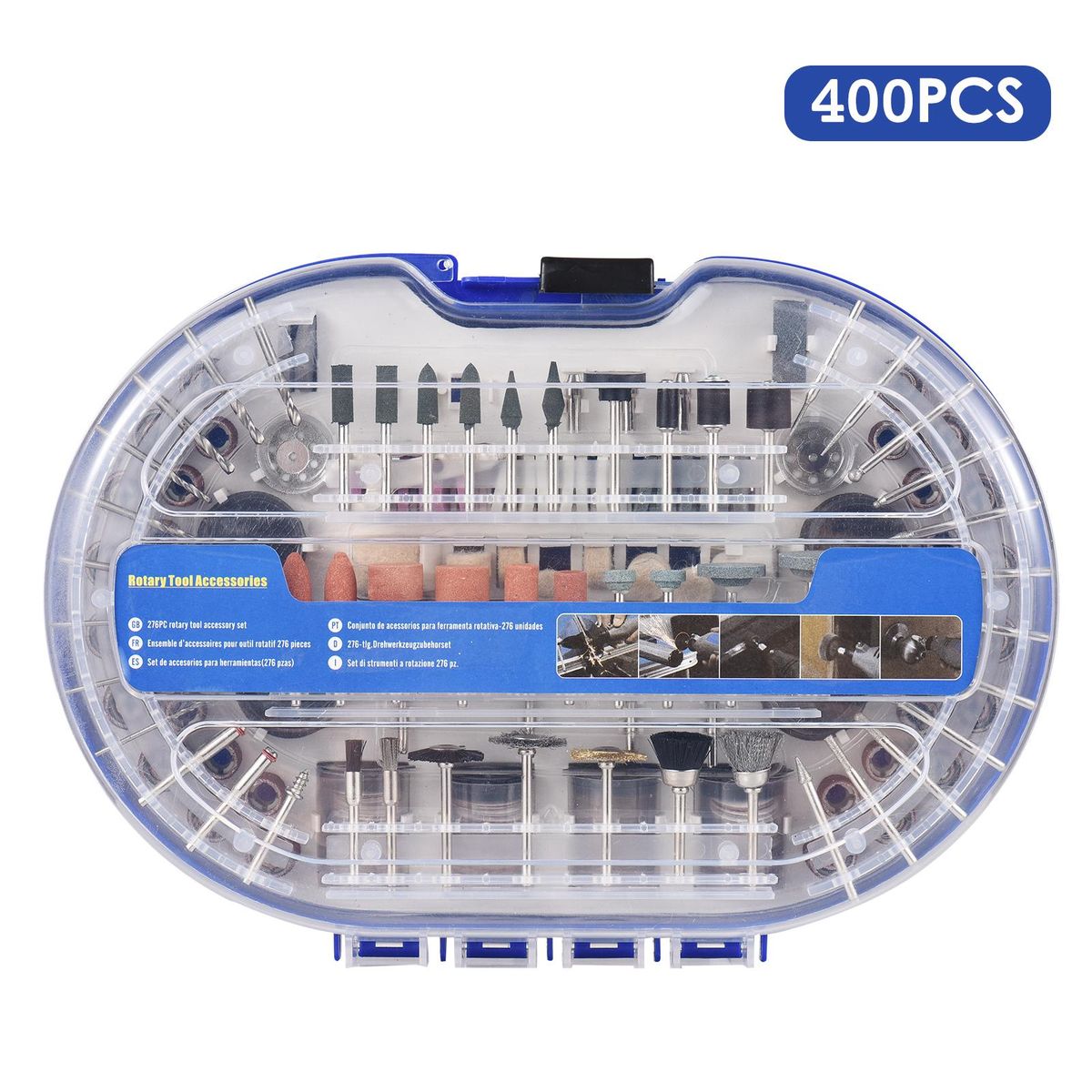 400PCS Electric Grinder Accessories Kit Rotary Tool Accessories Set Multifunction Grinding Polishing Drilling Kits 1.6 2.4 3.2mm Diameter Collet and Shanks Universal Fitment for Cutting Grinding Sanding Sharpening Carving and