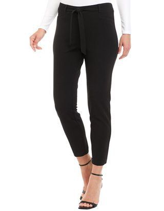 Stretch Crepe Straight Pants- Black