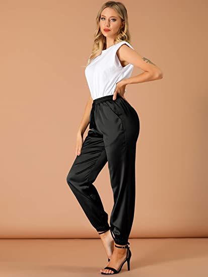 Black Corporate Office Palazzo Pant For Female With An Elasticated Waist