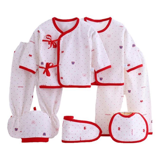7pcsset Body Suits Newborn Girls Boys Soft Cotton Clothes Set Red
