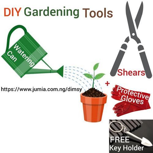 DIY Gardening Tools -Watering Can + Flower Garden Pruning Pair Of Shears Waterproof Hand Protective Rubber Gloves + FREE Key Holder