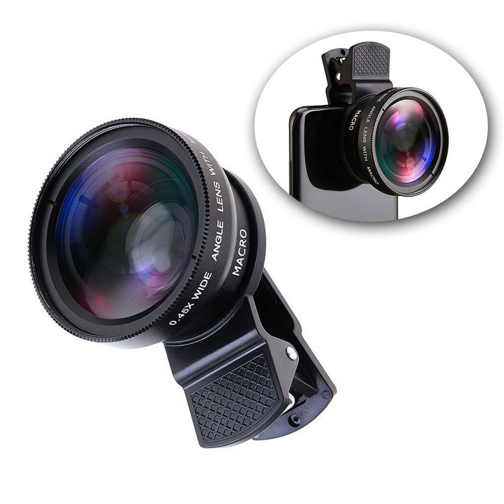 Phone Lens 2 In 1 Clip On 0.45X Wide Angle+10X Macro Lens