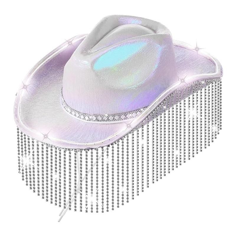 Lightweight Fedoras Hat Woman Men Ladies LED Cowboy Hat Party Western Party Hat Bonnet Men Windproof Hat Y1UA