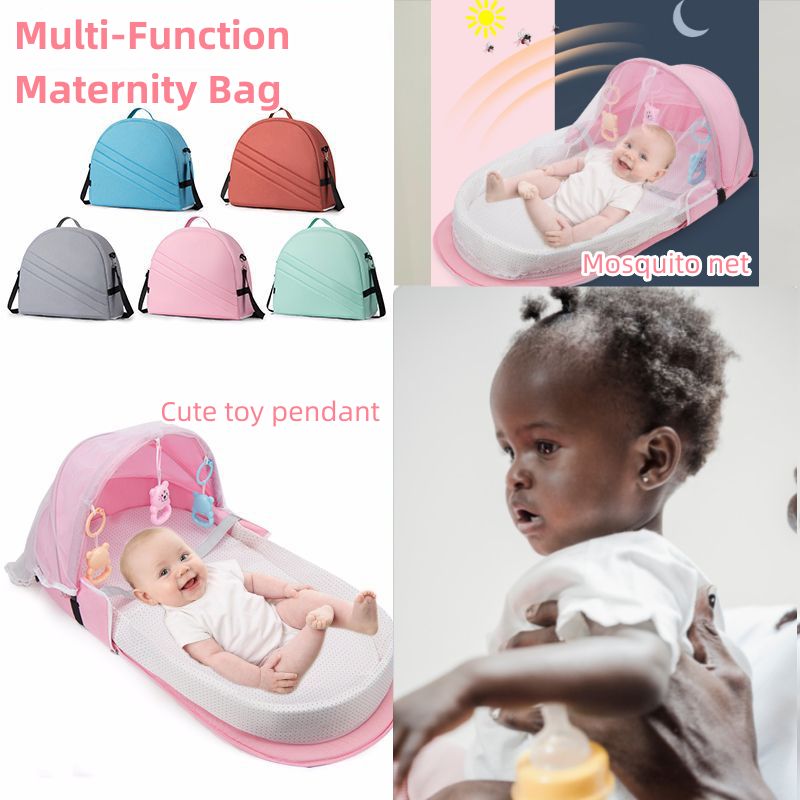 Maternity Bag Mosquito Net Safe Baby Mommy Bag -Pink