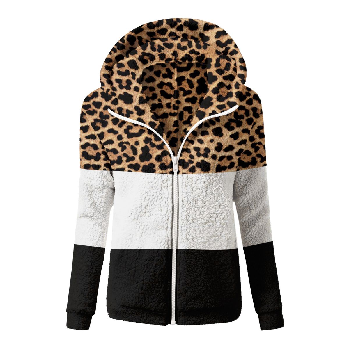 -Autumn Women Hoodies Sweatshirt Winter Plush Hooded Oversized Wool Ladies Zip Up Fur