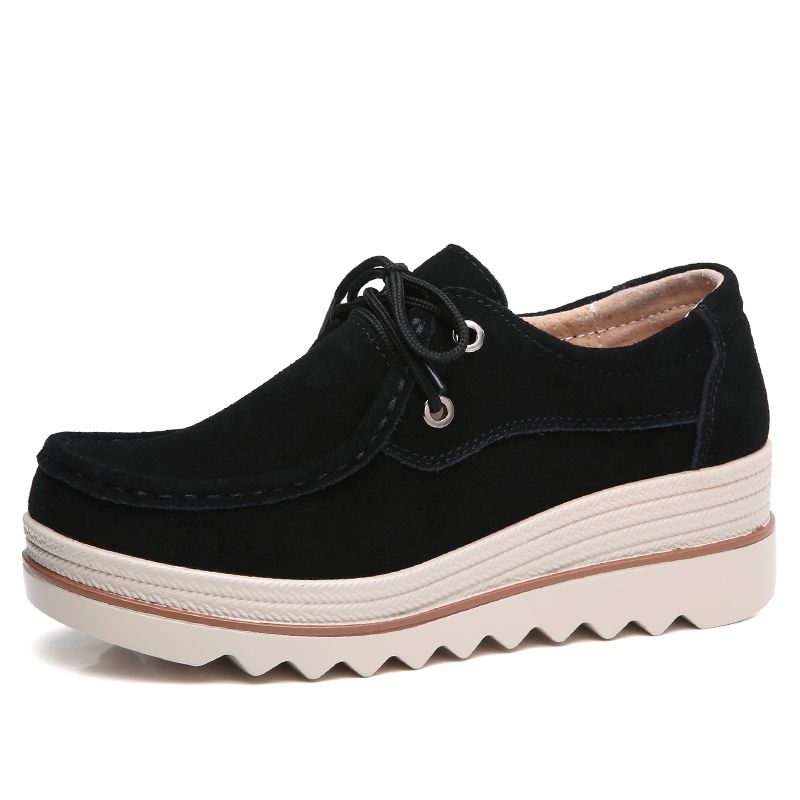 Leather Shoes For Women Heighten Loafers Casual Platform Shoes