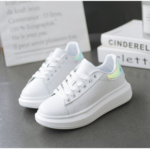 JAVING METALLIC CONTRAST SNEAKERS,WHITE,SILVER