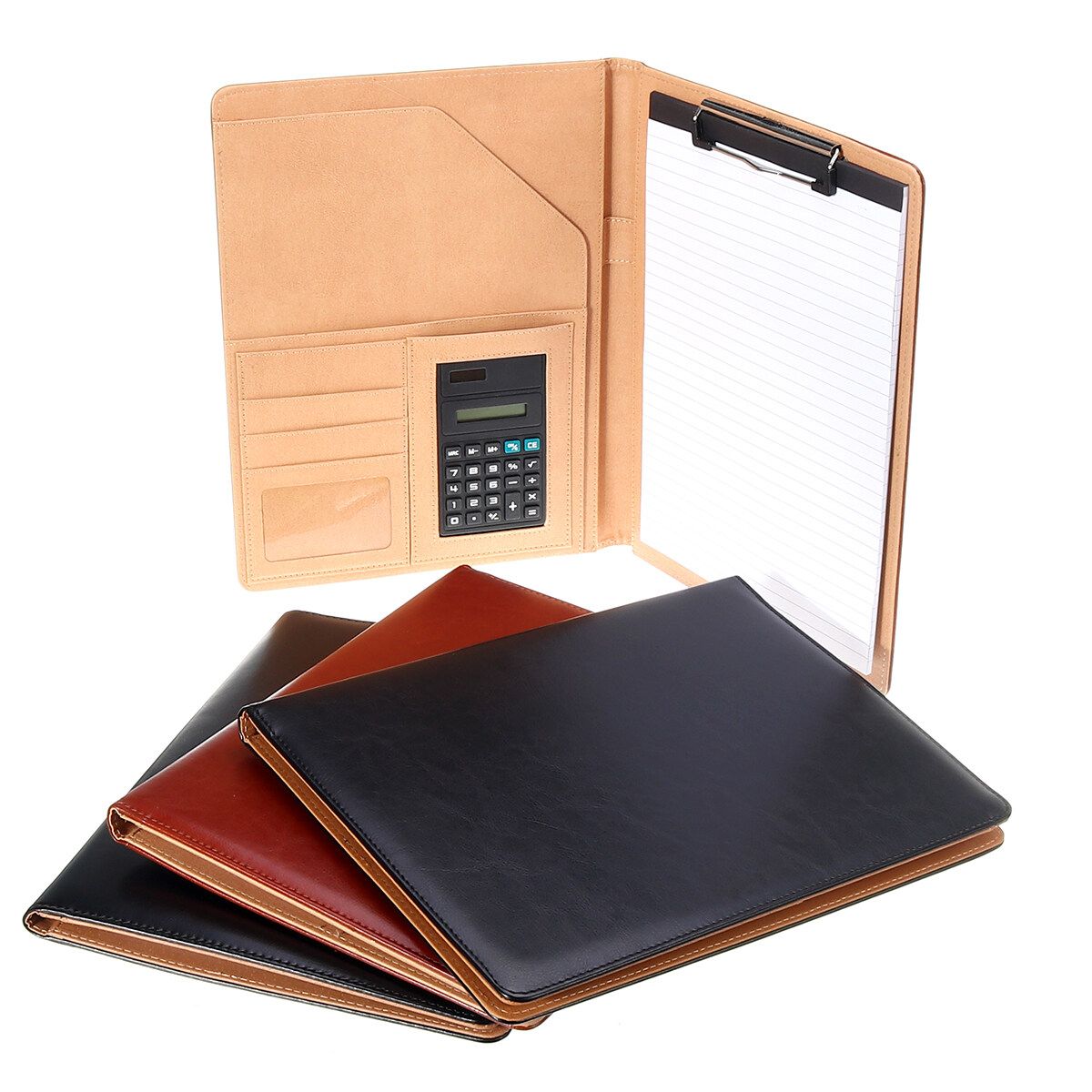 A4 Conference Folder Organiser Calculator PU Business Document Office Note Pad Pattern 3