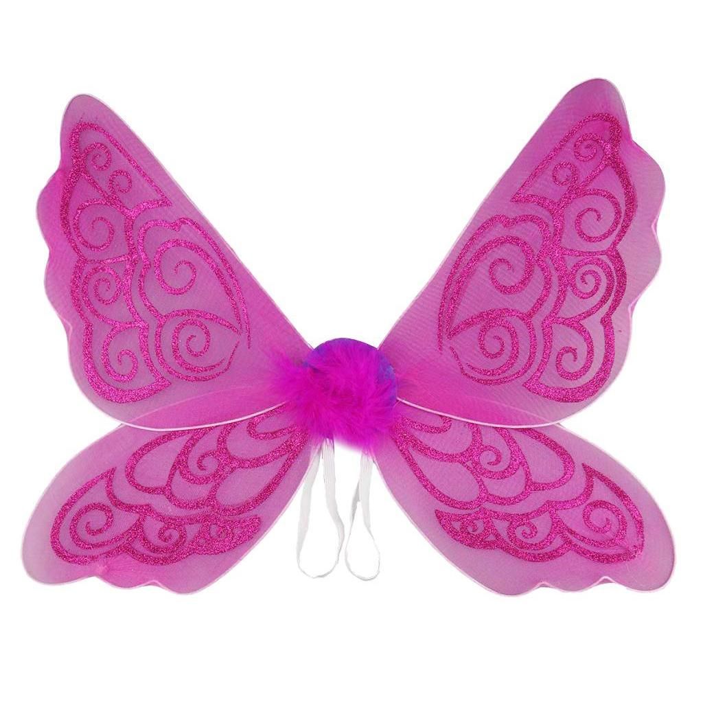 Kids Girls Fairy Wing, Party Costume Accessories, Fairies Costumes for Kids, Halloween Cosplay Flies - Rose Red, 50 x 43 cm