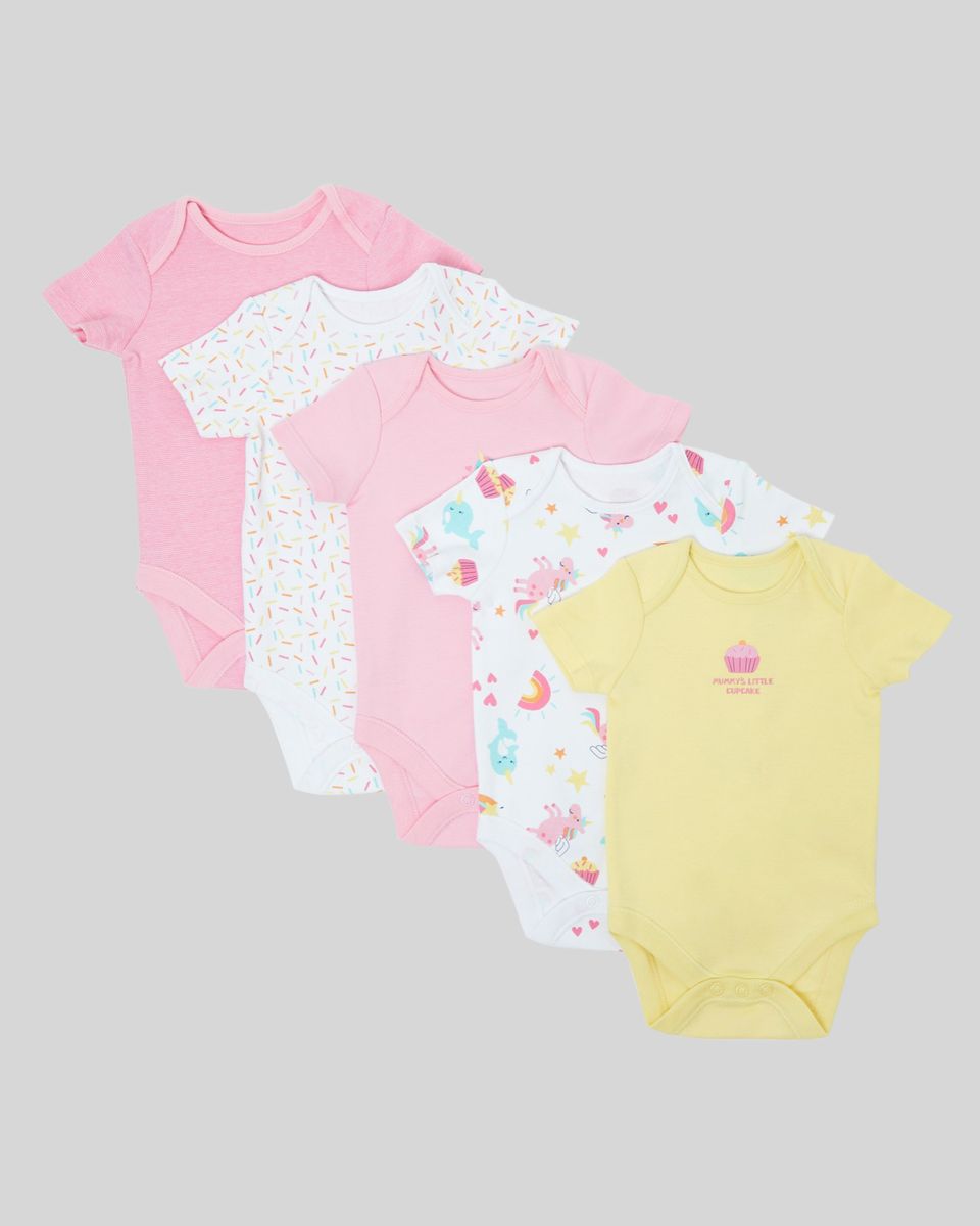 Toddler Girls Short Sleeve Bodysuits - 5 Pack