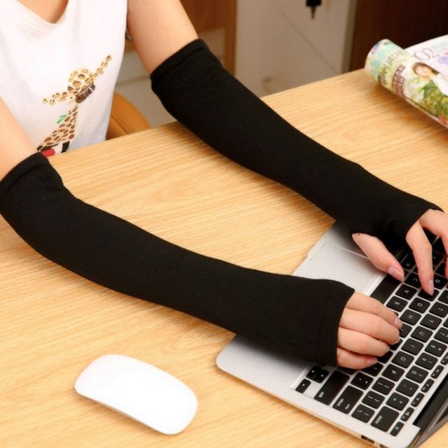 Winter Wrist Arm Hand Arm Warmers Knitted Long Fingerless G
