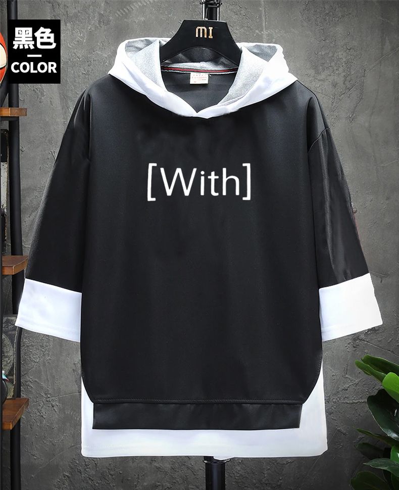 Men's T-shirt Hooded Sport Half Sleeve