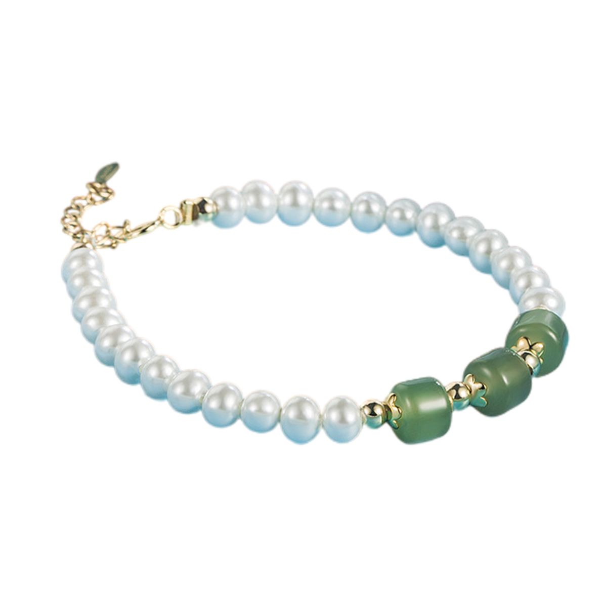 Pearl Bracelet Three Jade Pearl Couple Bracelet Dark Green