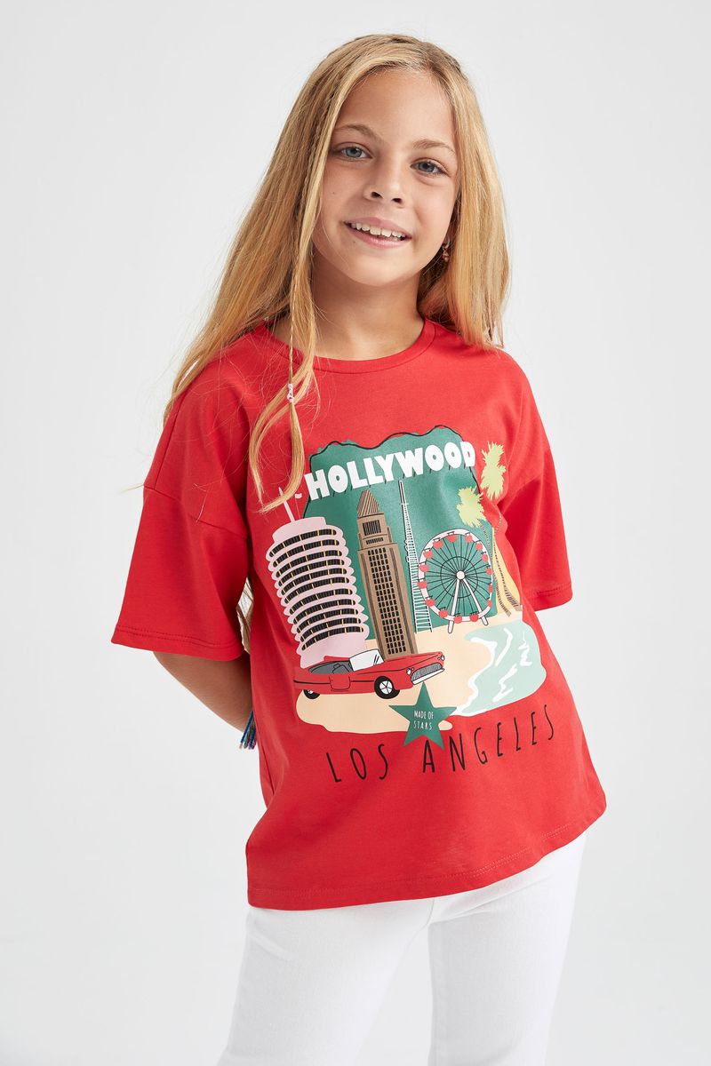 Girl - Regular Fit Knitted Short Sleeve Body - Red