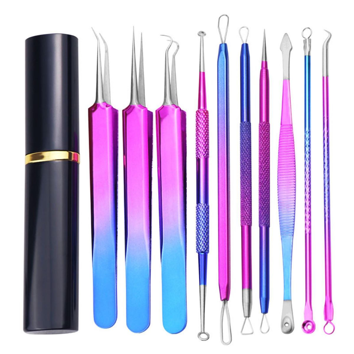 10PCS Stainless steel Acne Removal Kit Blackhead Remover Facial Pimple Comedone Needle