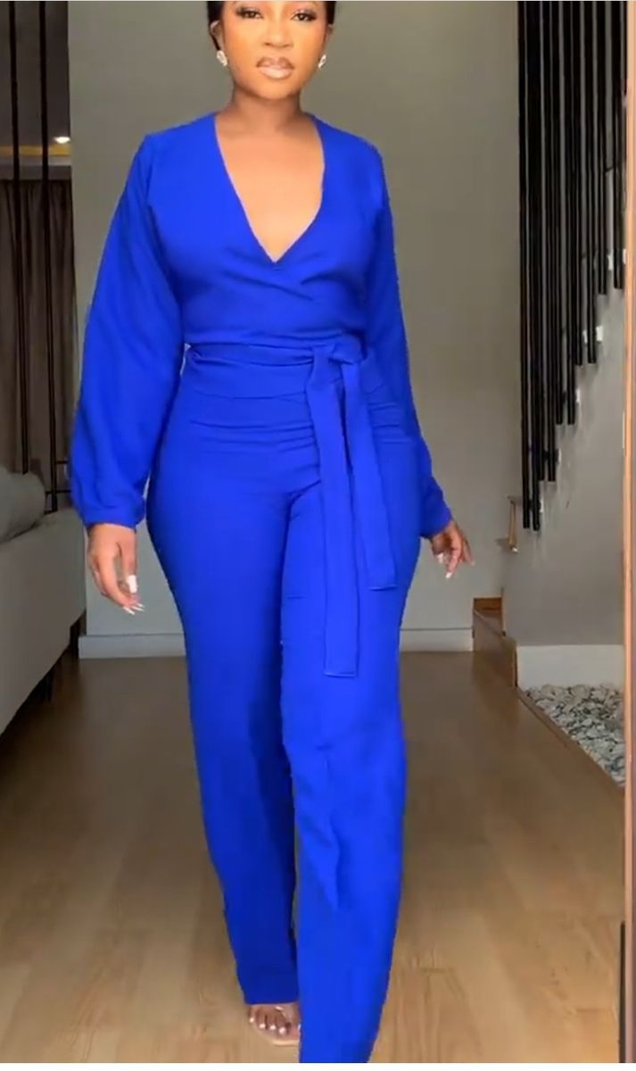 Blue Cooperate Sexy Jump Suit