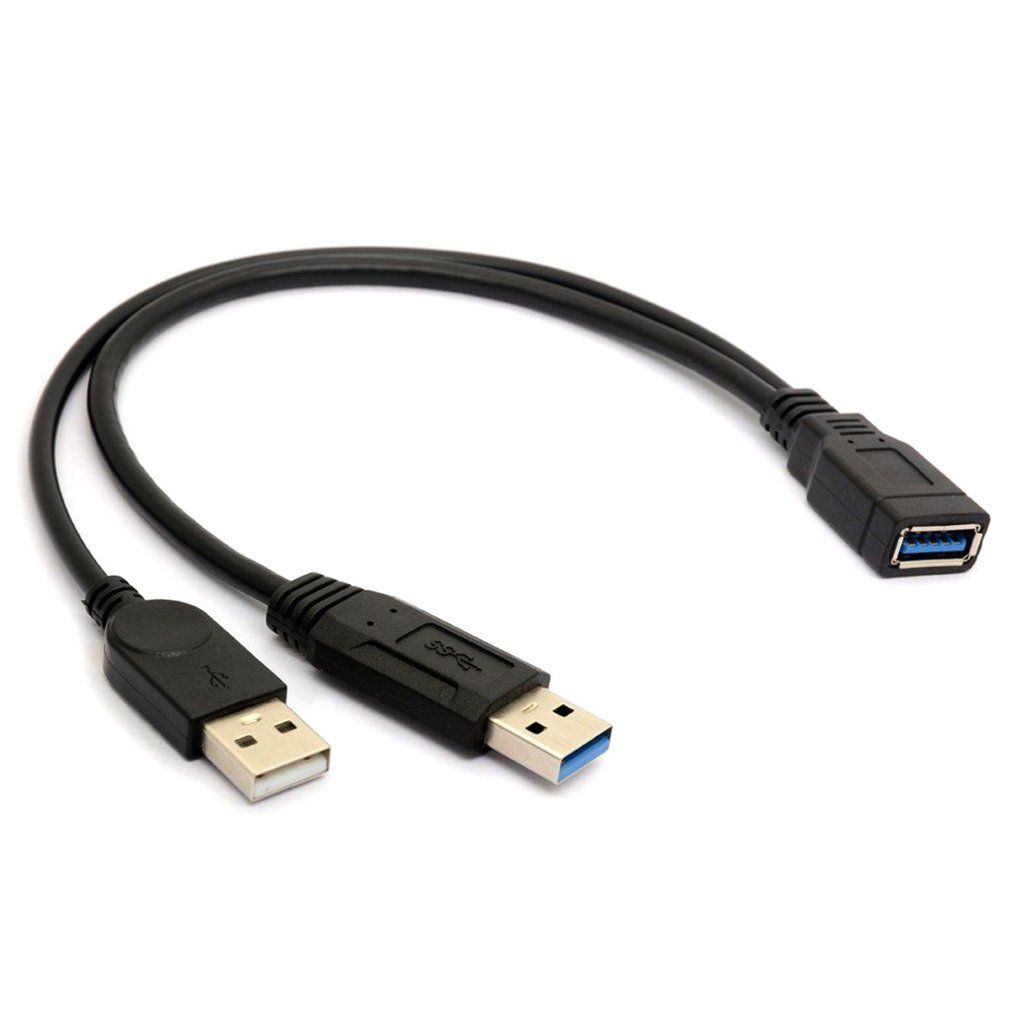 0.3MUSB 3.0 Female To Dual USB Male Extra Power Data Y Extension Splitter