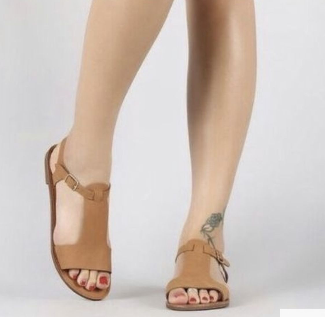 Casual Female Brown Leather Sandal