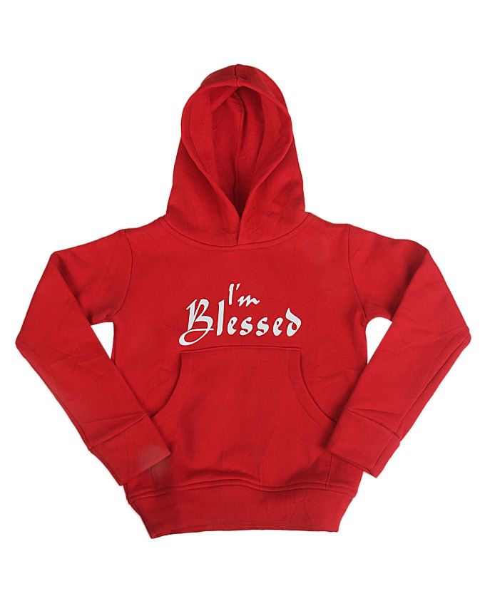 I'm Blessed Printed Children Hoodie- Red