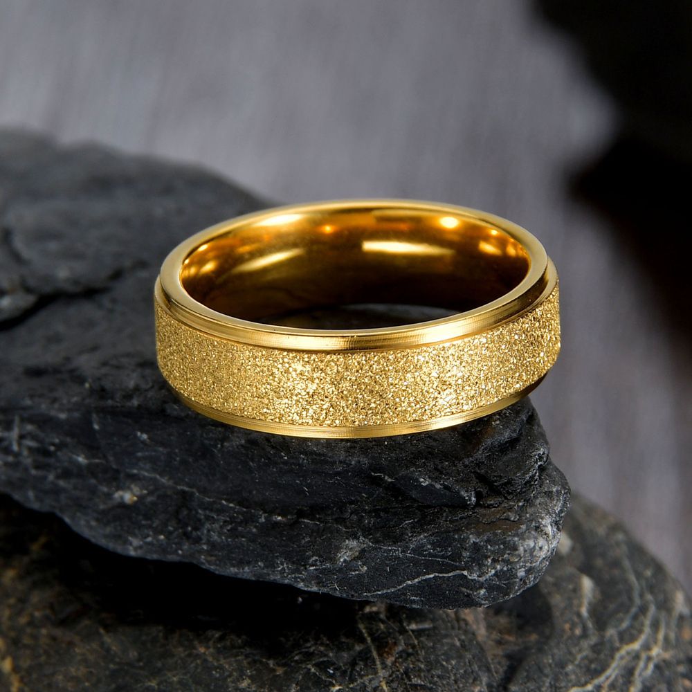 Frosted 6mm Stainless Steel Ring Titanium Steel Ring Gold Color Wedding Engagement Frosted Rings For Men Women