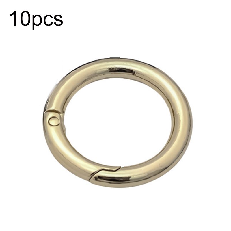 10pcs Zinc Alloy Spring Ring Keychain, Size:2 Inch Light Gold