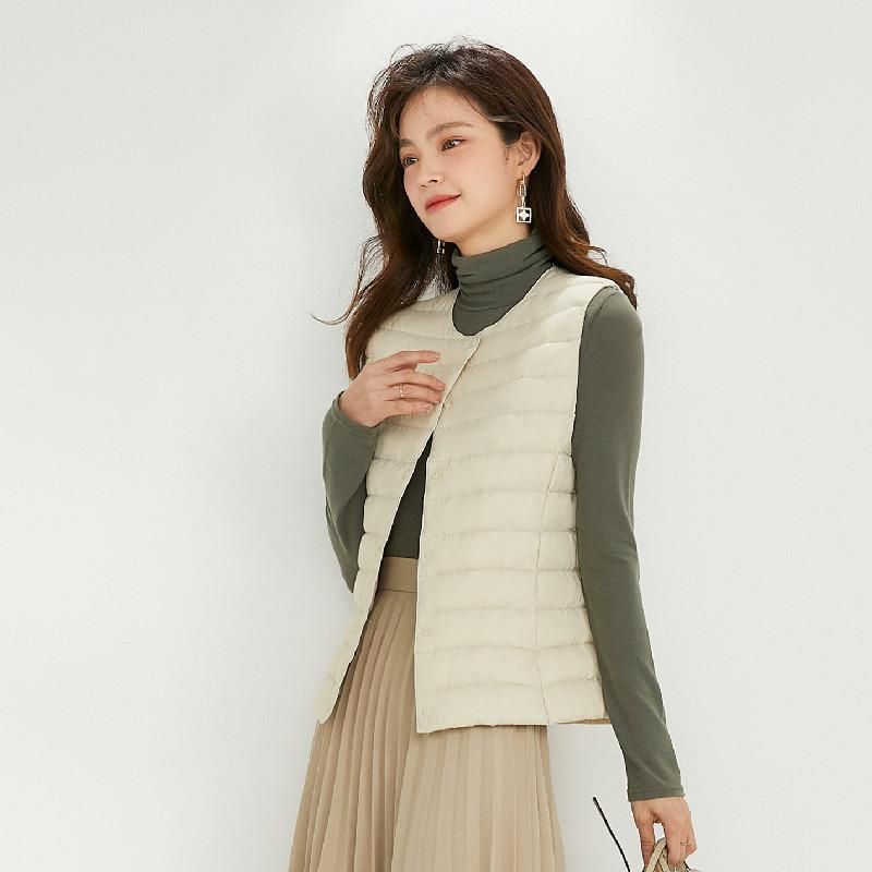 Handong Siyu 2022 Women's 90 Velvet Women's Round Neck V-Neck Lightweight Garden Ribbon Down Coat