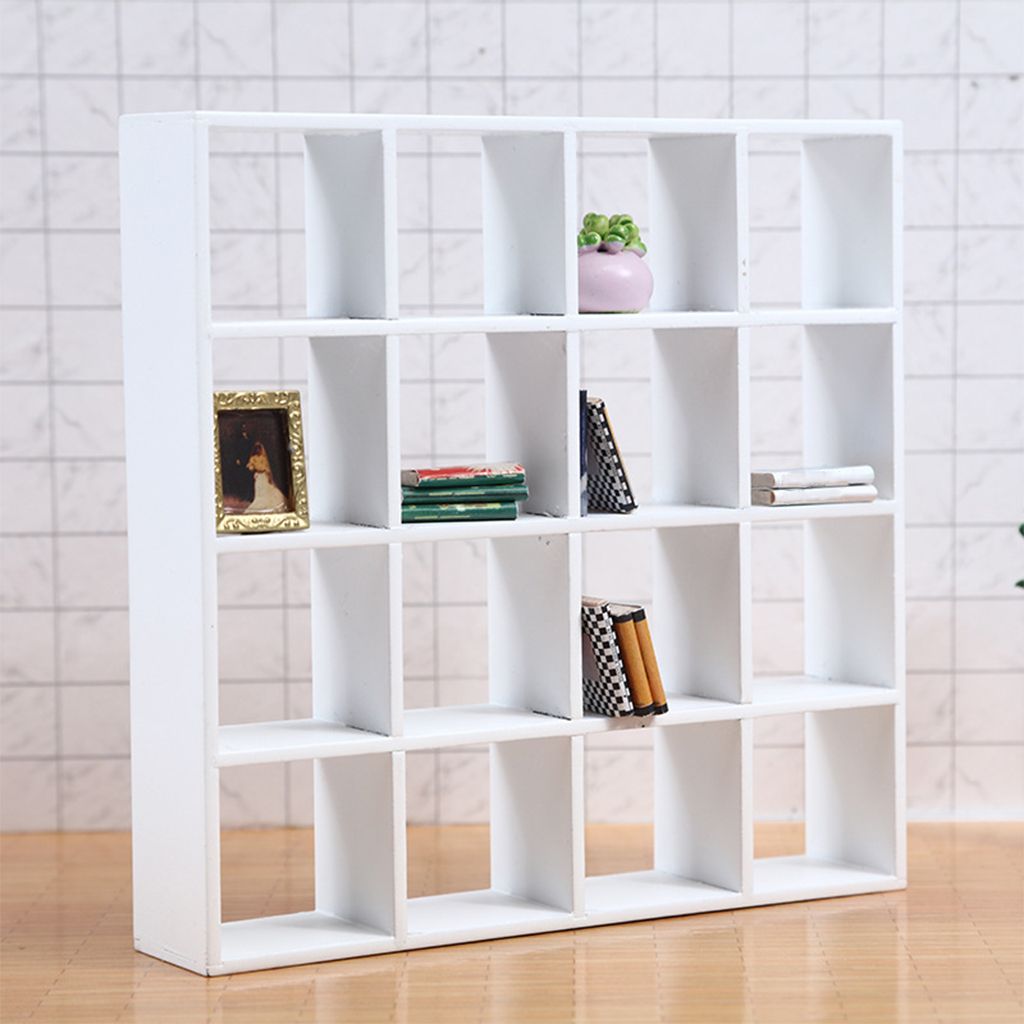 Handmade Mini 16-Grid Wooden Display Rack Storage Birch