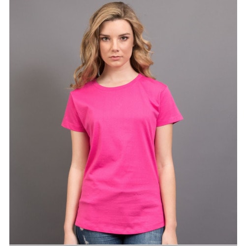 Women's Plain Pink Round Neck Tshirt