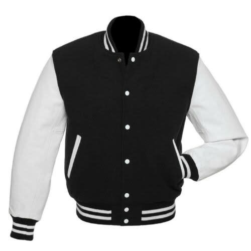 Baseball Varsity Jacket - Black And White