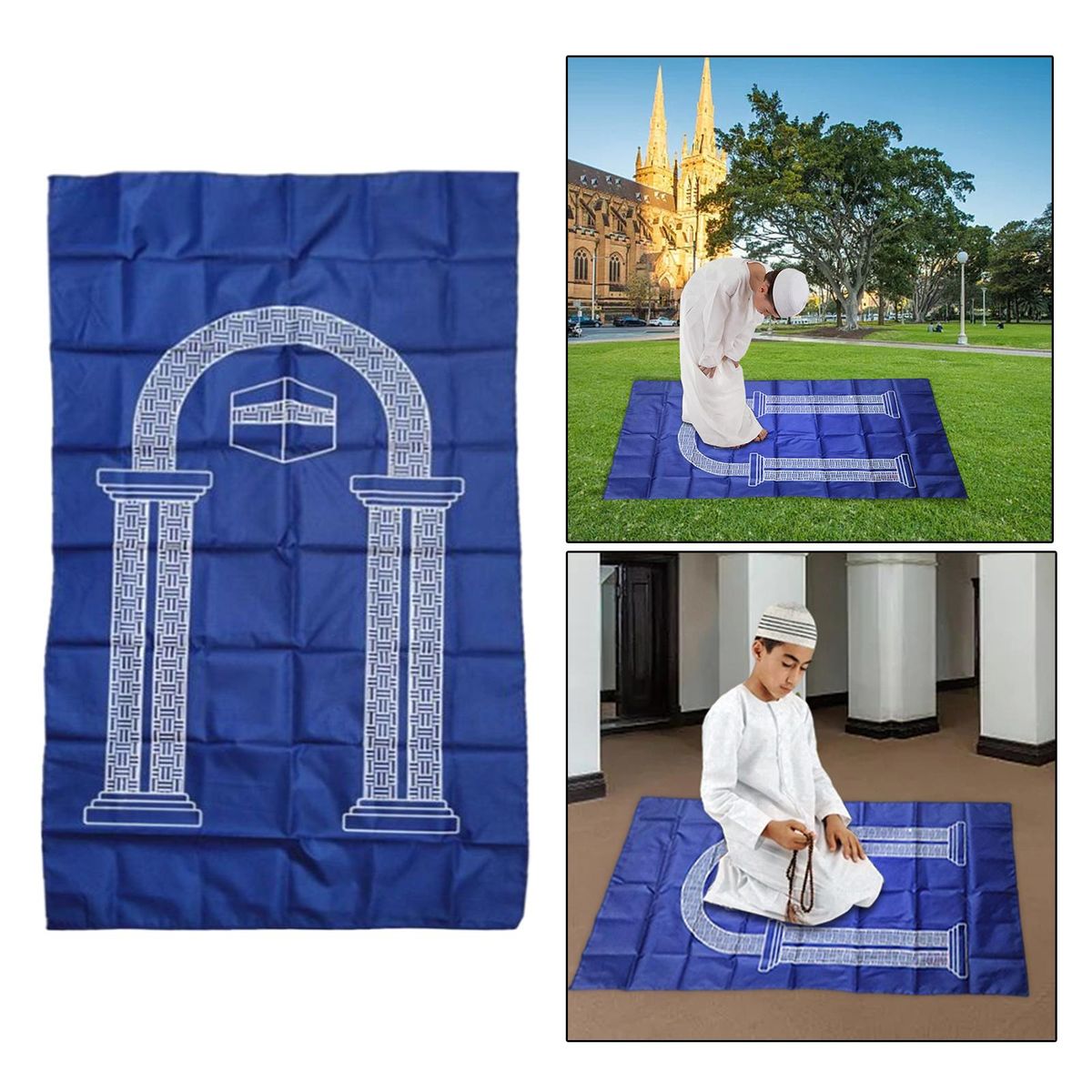 Portable Muslim Prayer Rug Muslim Kneeling Mat Islam Prayer Mat Blue