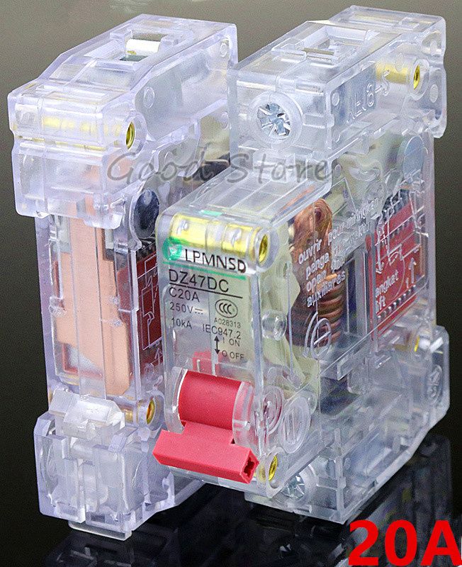 Auxiliary SD Alarm MCB 250V 20A Transparent DZ47 1PCS
