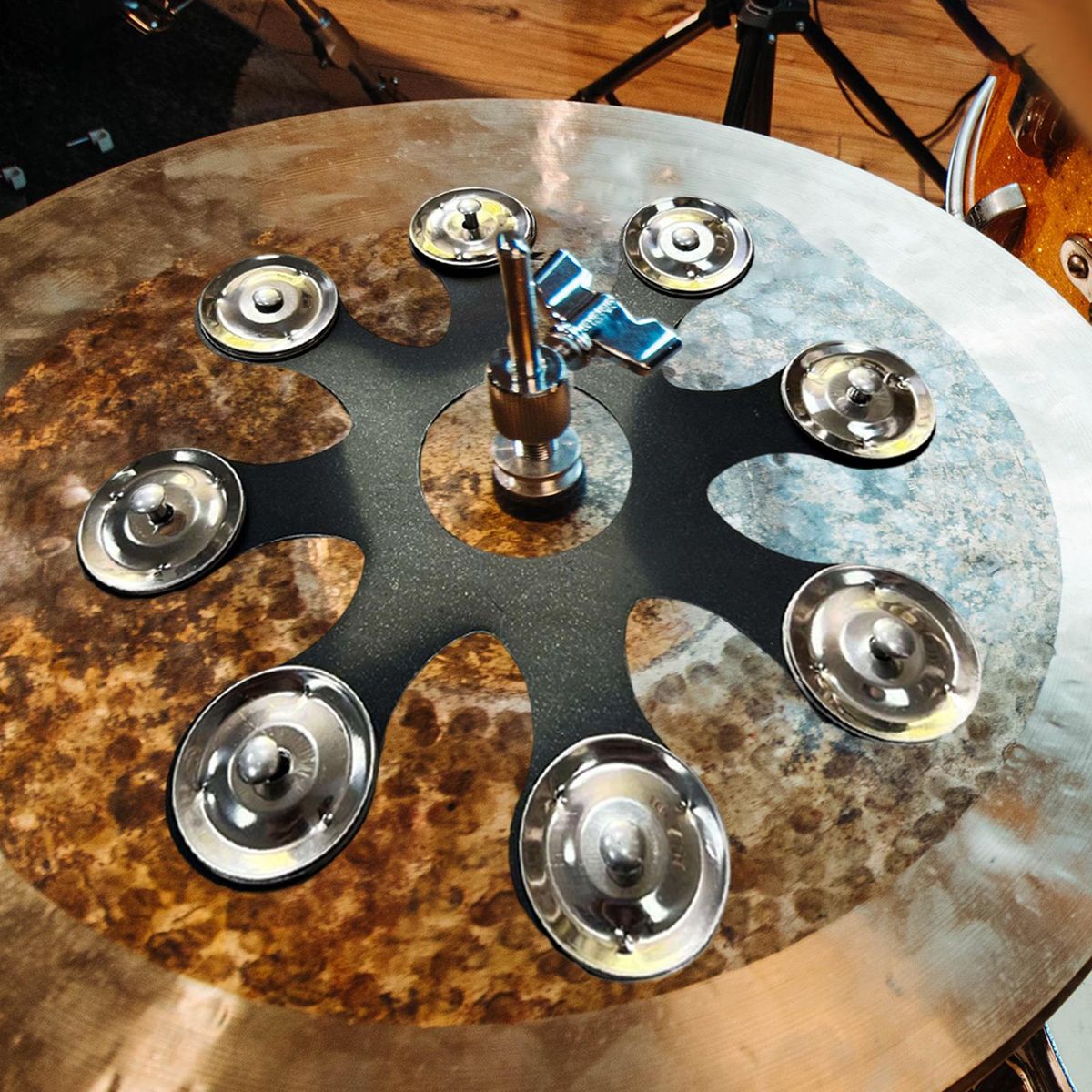 Drum Cymbals Hi Hat Tambourine Drum Bells For Stacks Black