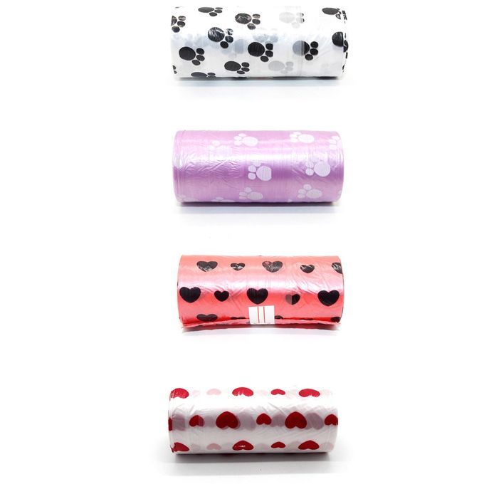 1 Roll Pet Dog Waste Poop Bag Printing Clean-up Outdoor Home Garbage Random