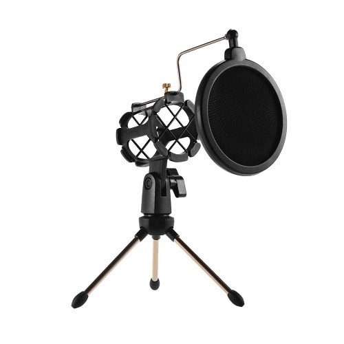 Mini Desktop Microphone Stand + Shock Mount Holder + Pop Filter Kit For Studio Recording