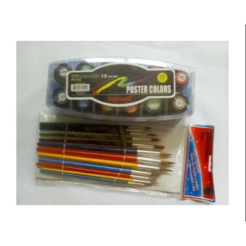 Monami Poster Colour - 12 Colours + Artist Brush - 12 Pieces