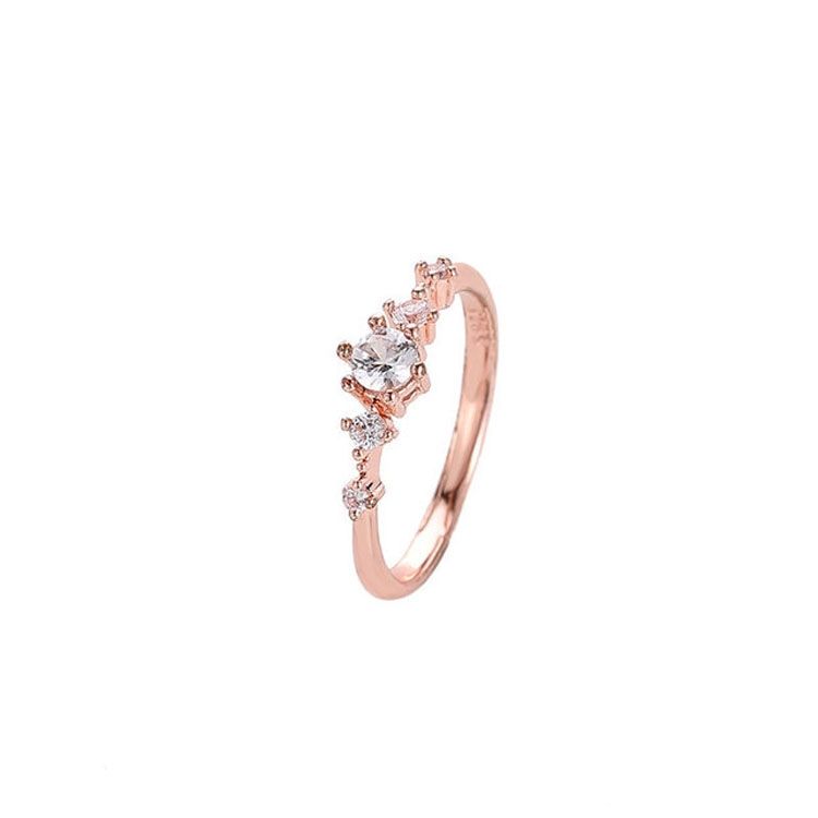 Women Vintage With Diamond Metal Ring, Ring Size:7(White)