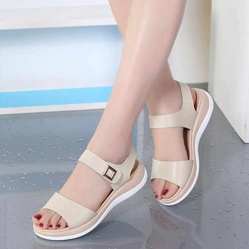 Women Summer Ultra Light Sandals Flat Shoes-Beige