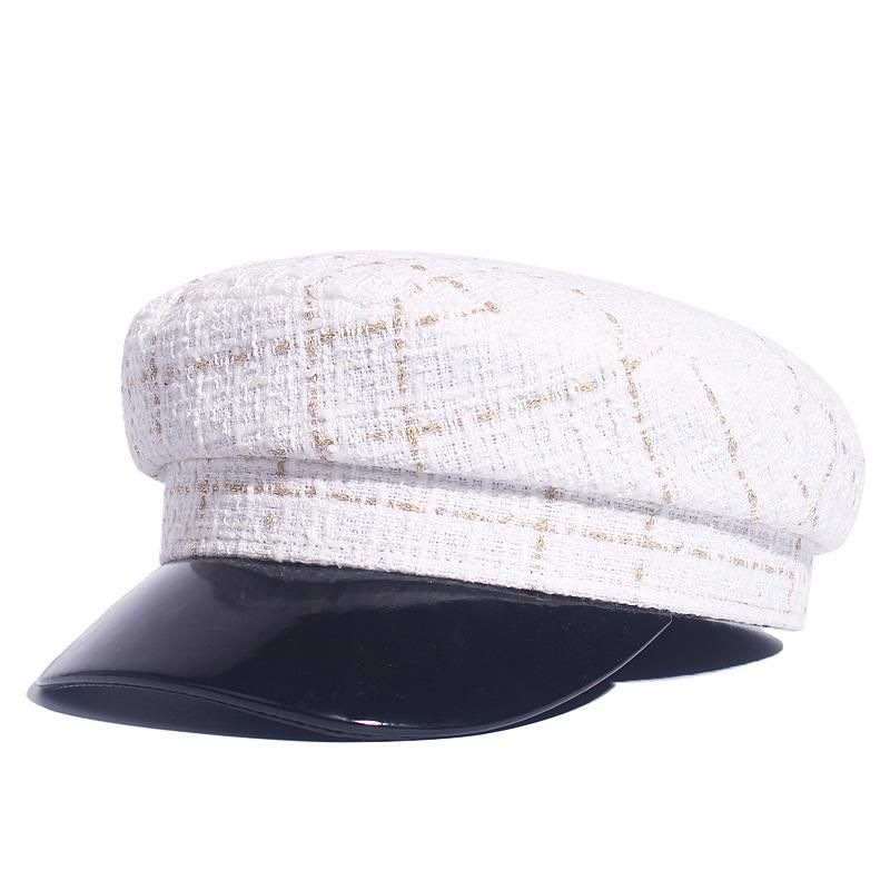 Autumn Thread  Tweed  Hat For Women  Yacht Captain Female Skipper Sailor Hat sboy Caps