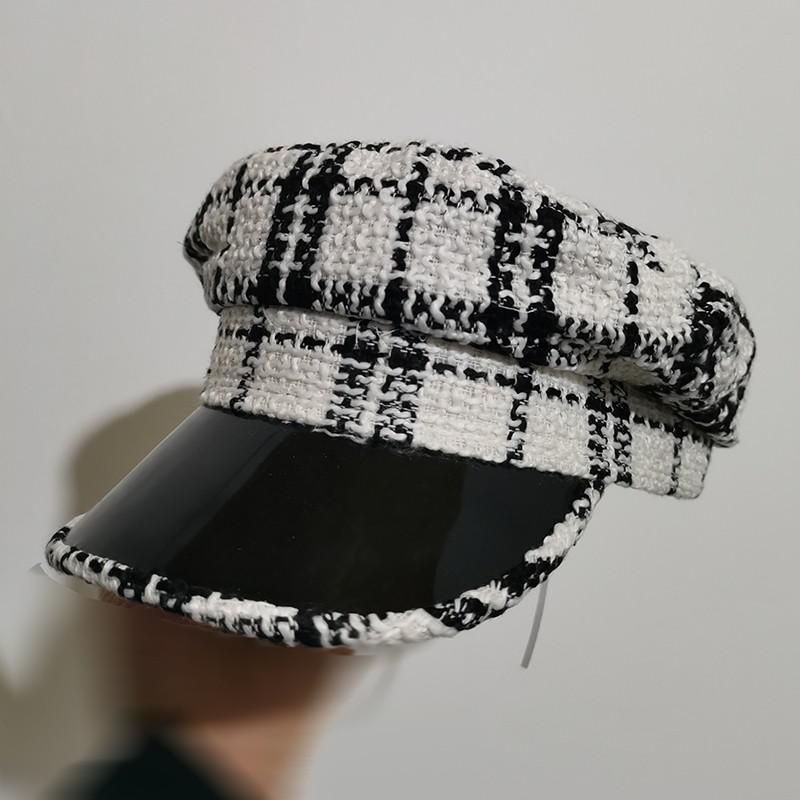 Cap Women PU Leather Brim Twist Decoration  PlCasquette Militaire Homme Berretto Gorra Militar Hombre Berets