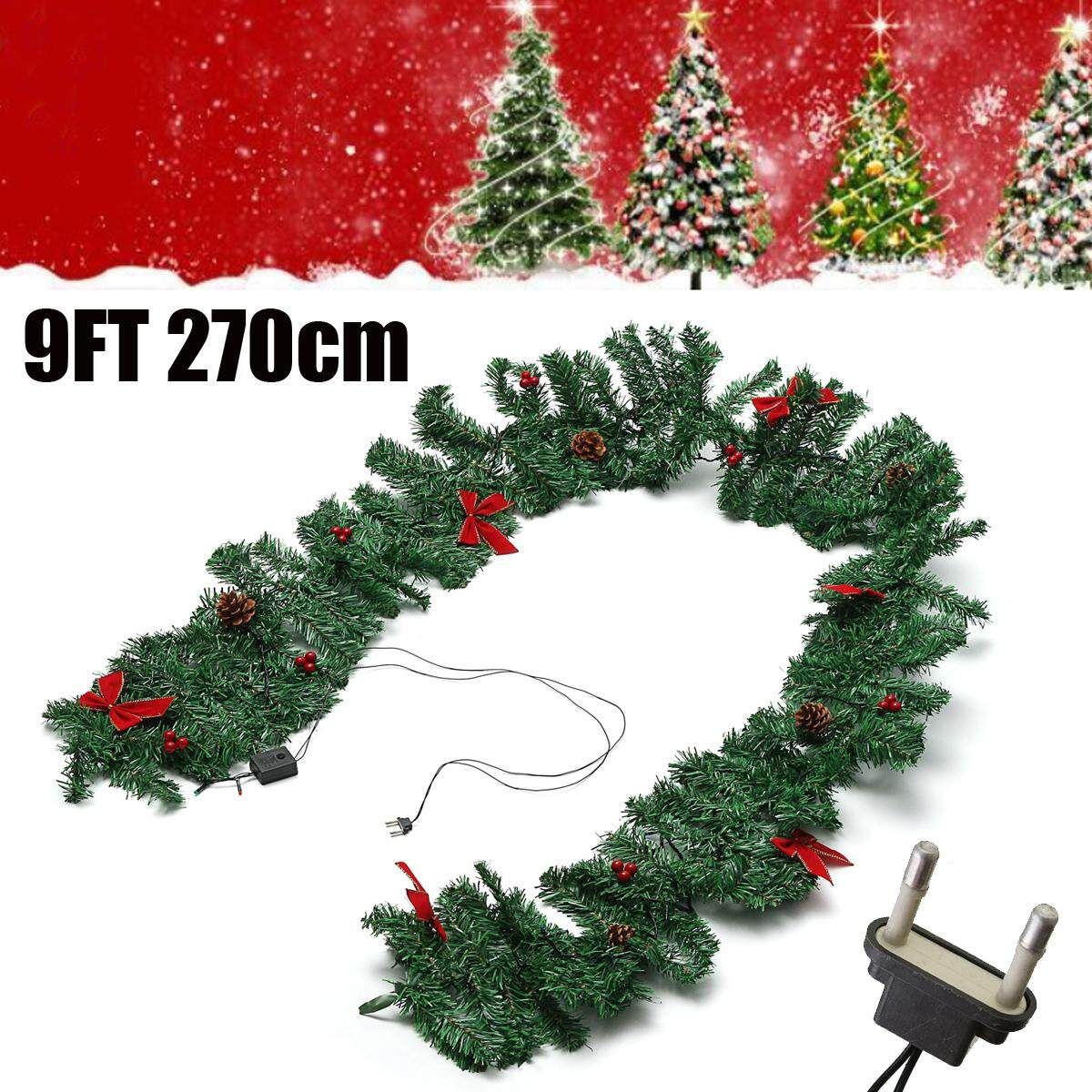 2.7M Long Christmas Xmas Garland Pine Wreath Fireplace Green Plant US 9FT