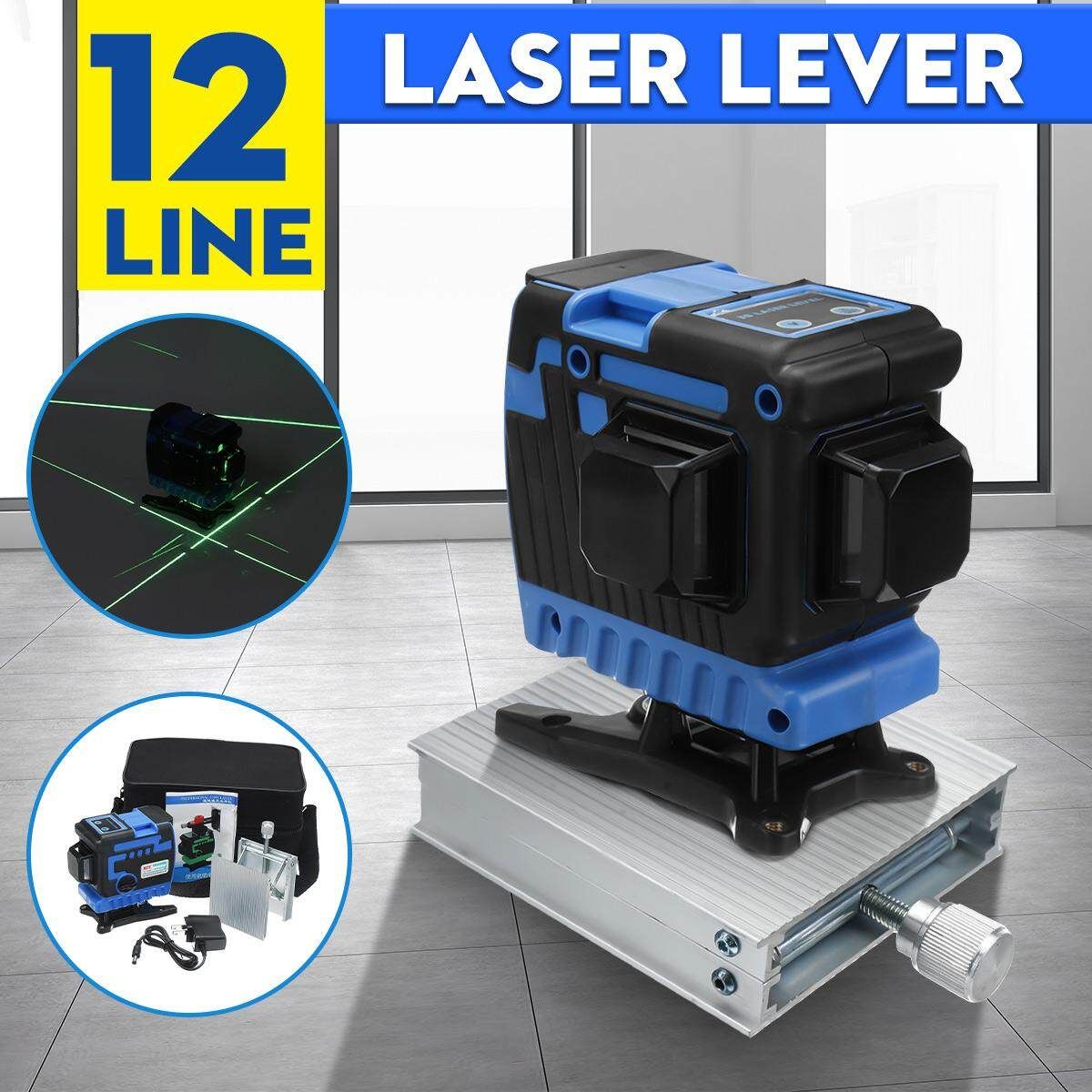 12 Lines Laser Level Green/Blue Self-Leveling 3D 360° Floor Tile Measure Tools Green Light 3