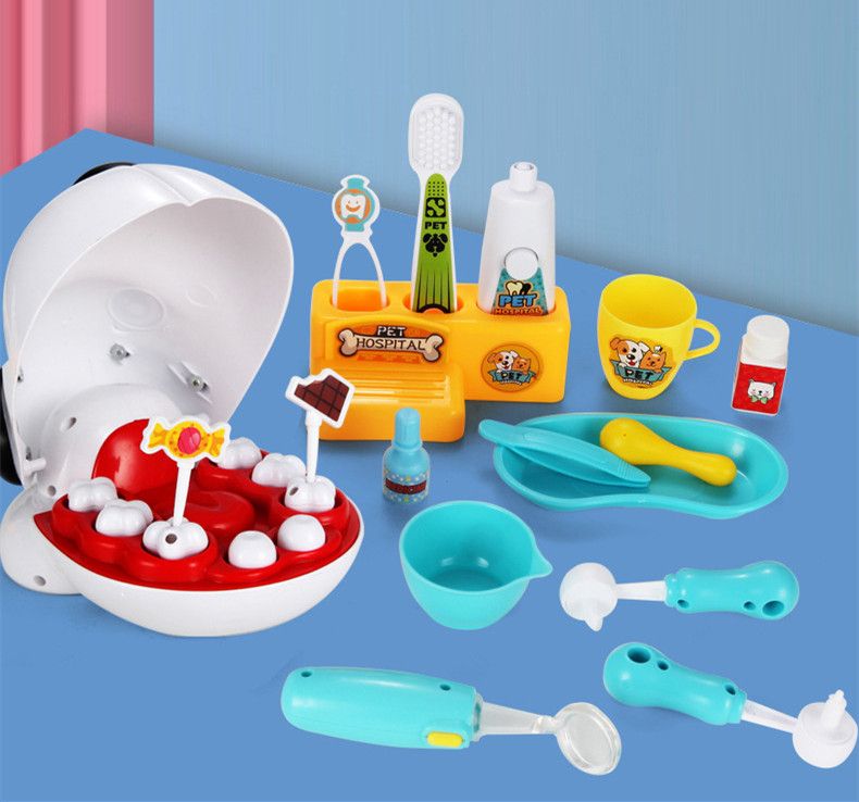 High Quality Pet Dentist Doctor Set Dentistry Toy Set Tooth Filling Brush Teeth