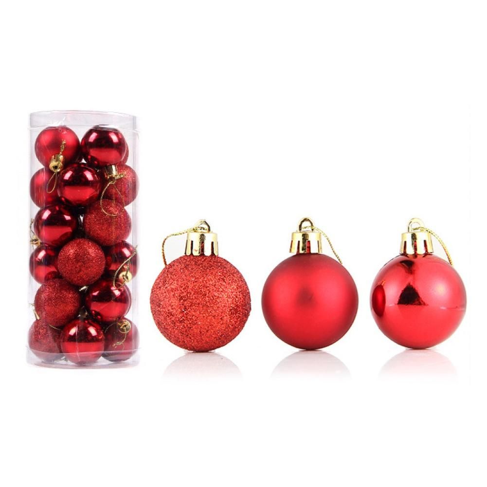 24Pcs 4/6/8cm Christmas Ball Ornament Baubles Xmas Tree-Red