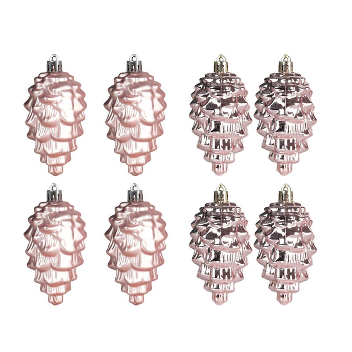 Xmas Party Ornament Shimmering Pine Cone Pendants Set Festive Rose Gold