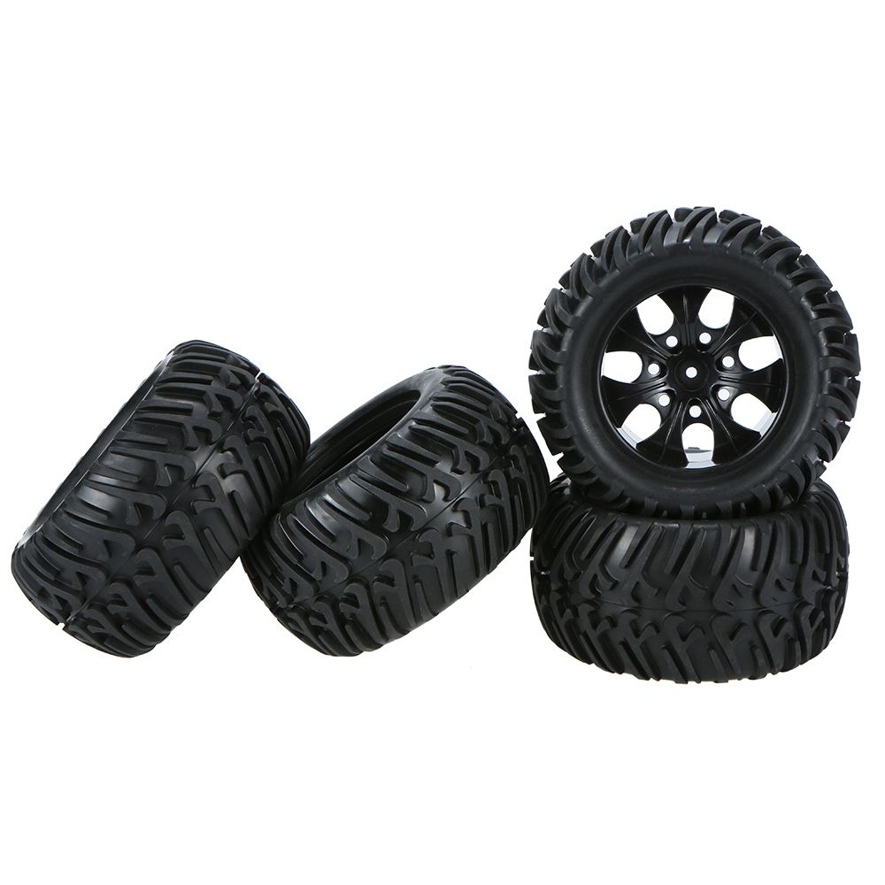 4Pcs Black Wheel Rim And Tire For 1/10 HSP 94111 94188