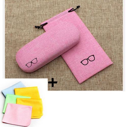 Linen Fabric Case For Eyeglasses Protection (with Glasses Pouch,Cleaning Cloth)