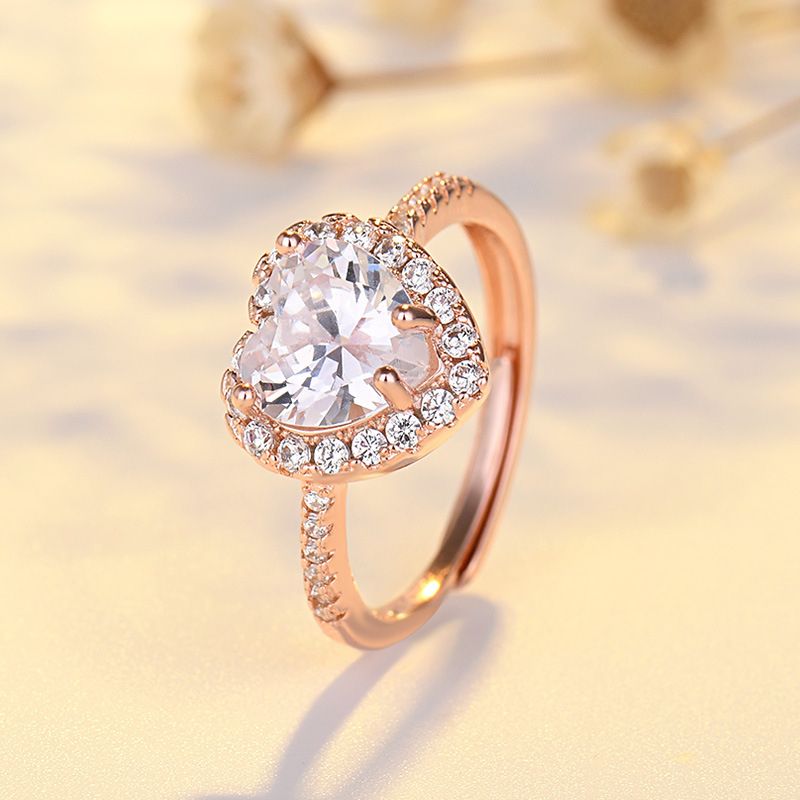 Adjustable Trendy Gold Love Diamond Proposal Ring With Case