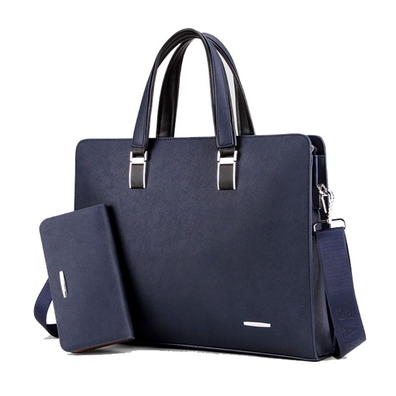 Luxury Designer PU Leather Man Briefcase Men's Business Handbag 15.6 Inches Laptop Bag